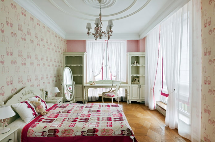 bilik tidur untuk kanak-kanak perempuan dalam gaya provence