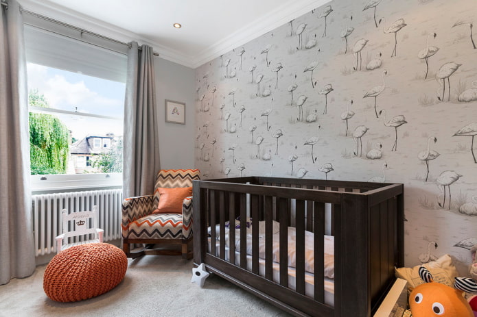 světle šedý design dětského pokoje