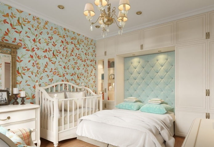 visuele zonering van de gecombineerde slaapkamer en kinderkamer
