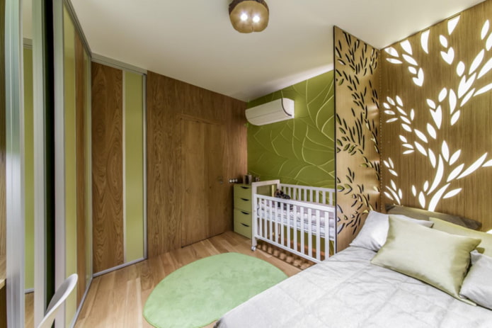 funktionel zoneinddeling af det kombinerede soveværelse og børnehaven