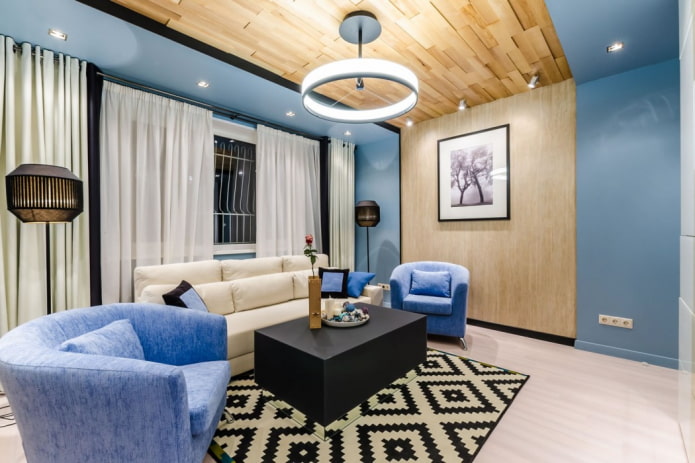 vnitřní dekorace modrý obývací pokoj