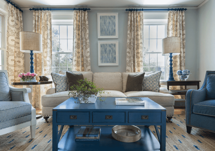 soggiorno blu in stile provenzale