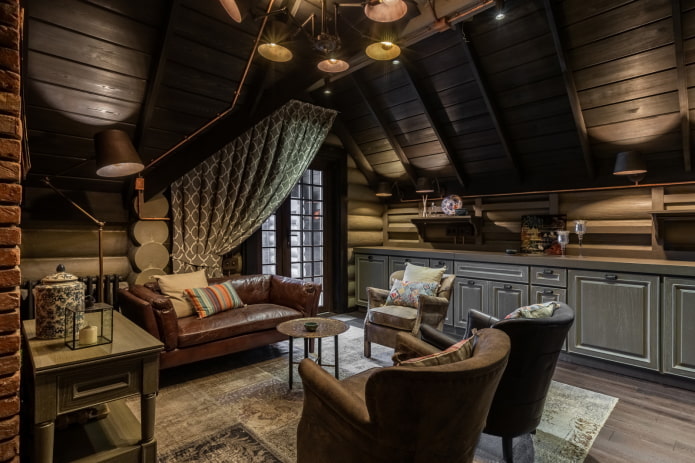 Dřevěný obývací pokoj