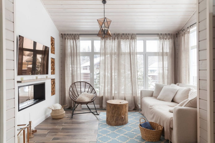 obývacia izba v škandinávskom štýle v interiéri domu