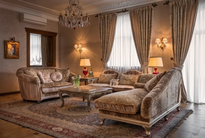 perabot ruang tamu dalam gaya klasik