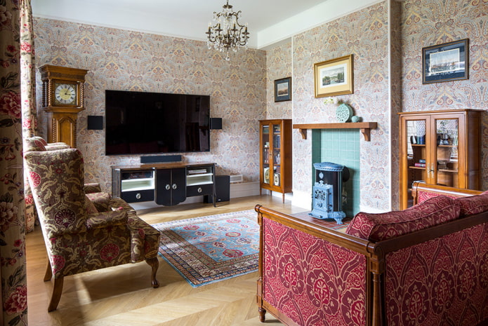 dekorace obývacího pokoje v klasickém stylu