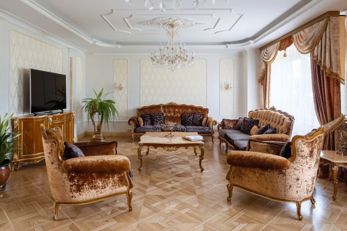 perabot ruang tamu dalam gaya klasik