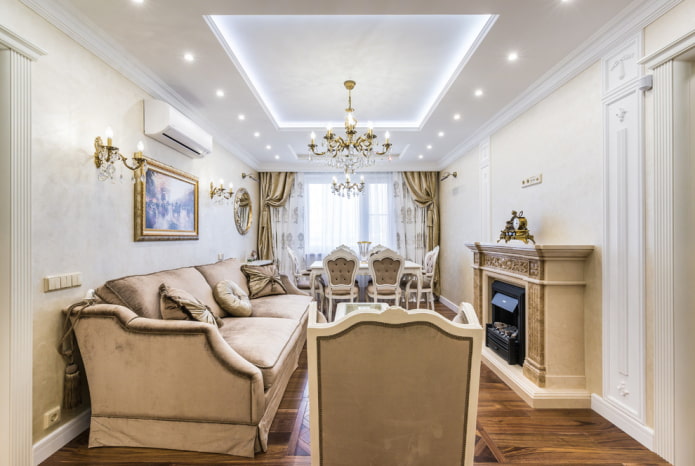illuminazione nel soggiorno in stile classico