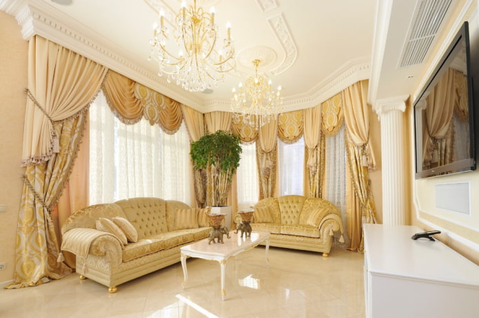 osvětlení v obývacím pokoji v klasickém stylu