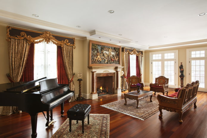 design obývacího pokoje v klasickém stylu