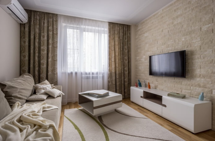 obývací pokoj s 18 čtverci v moderním stylu