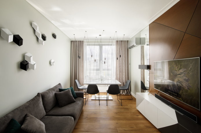 obývací pokoj s 18 čtverci v moderním stylu
