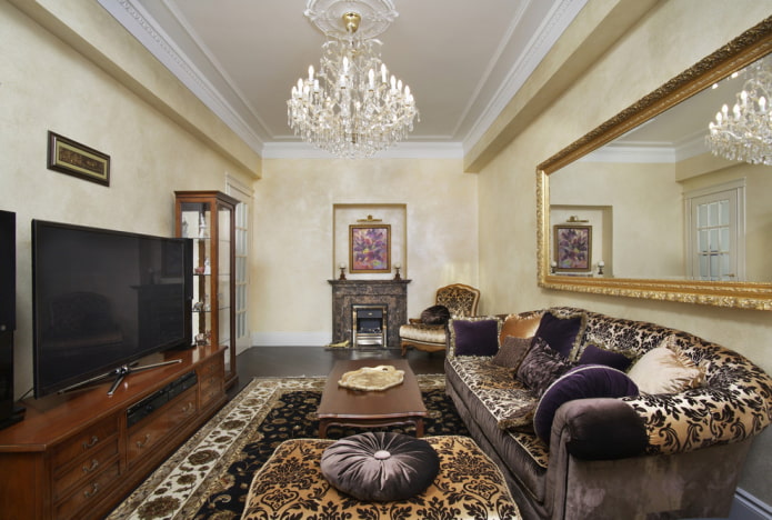 obývací pokoj s 18 čtverci v klasickém stylu