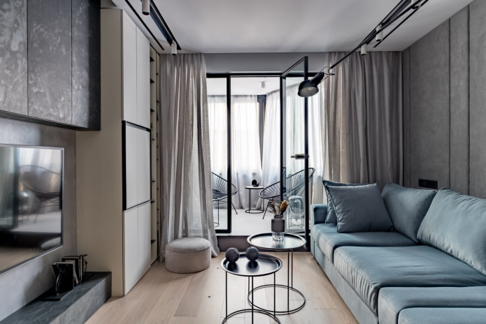 opstelling van meubels in de woonkamer met een oppervlakte van 16 m².