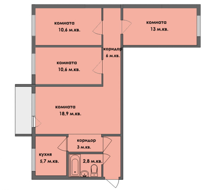reurbanització d'un apartament de quatre habitacions a Khrusxov