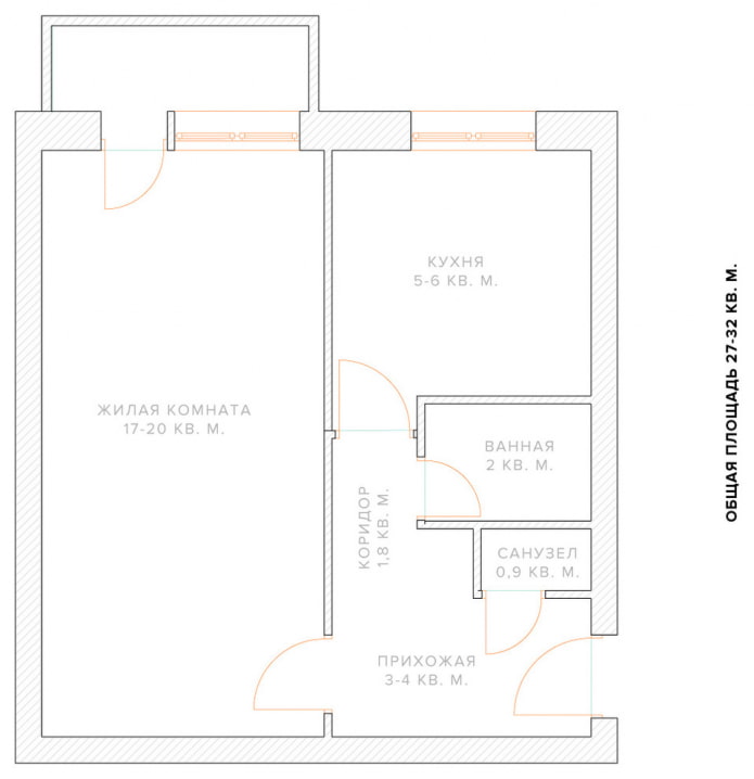 reamenajarea unui apartament cu o cameră în Hrușciov