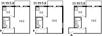 layout di Krusciov a 1 stanza, serie 464