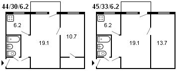 layout di Krusciov a 2 stanze, serie 1-335