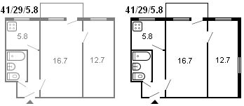layout di Krusciov a 2 stanze, serie 434, 1961