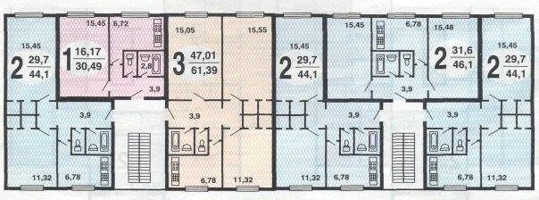 plan for et typisk gulv i et hus i K-7-serien
