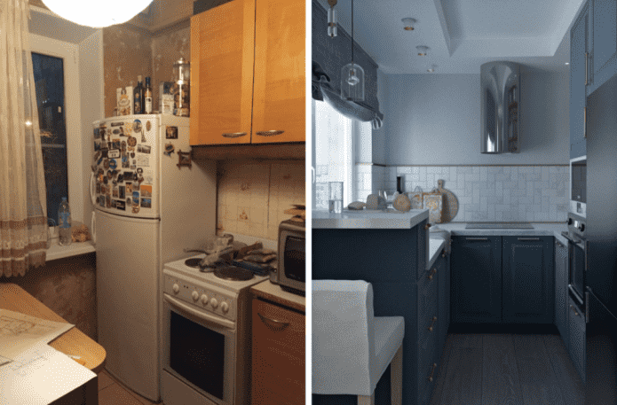 Foto's voor en na renovatie