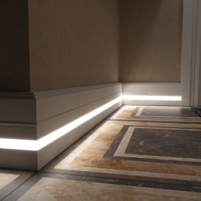 gulvbelysning med LED-strip i interiøret