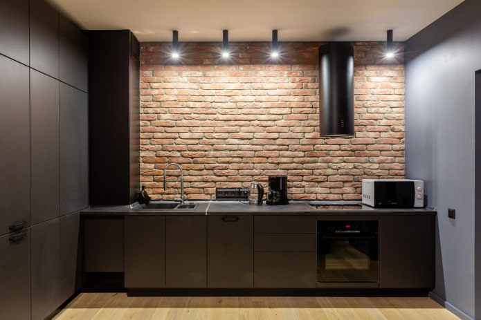 zdivo v kuchyni ve stylu minimalismu