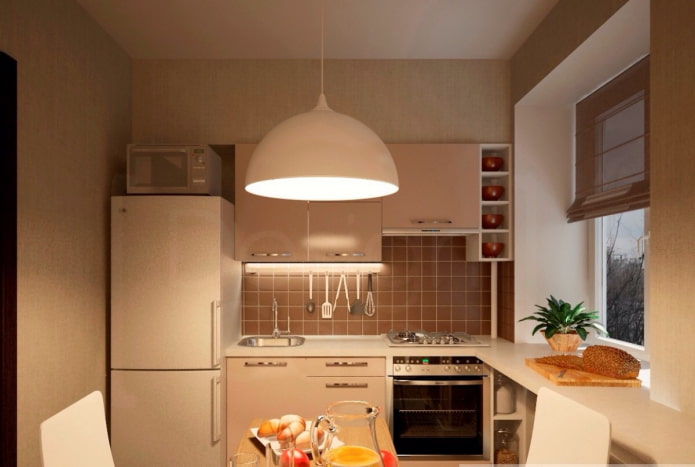 6 kare alana sahip mutfakta aydınlatma