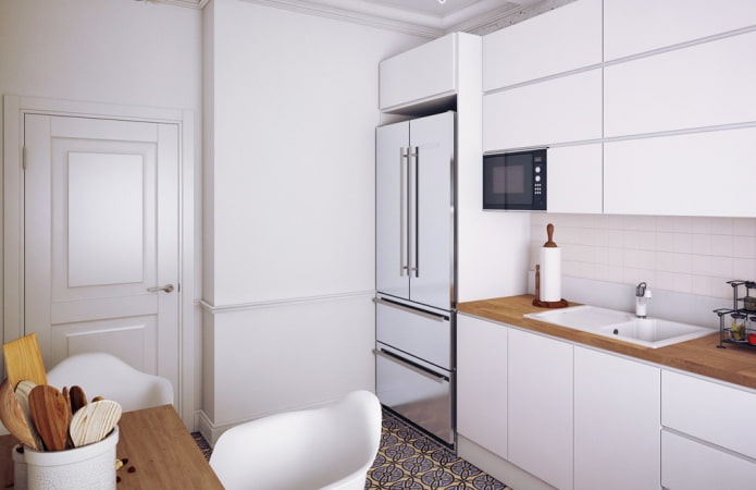 8 m2 alana sahip mutfakta buzdolabı