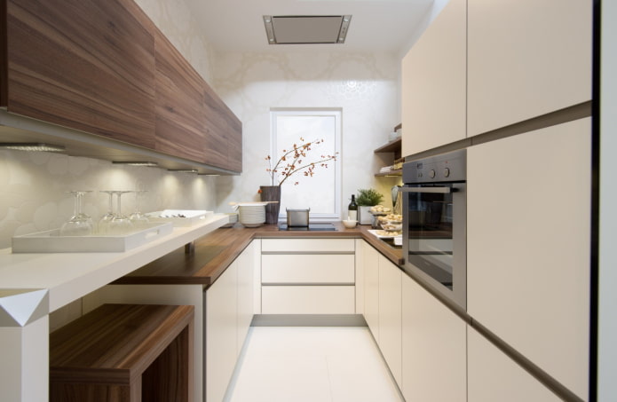 nhà bếp 8 mét vuông theo phong cách tối giản