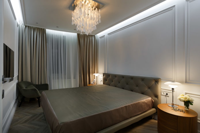 сиво-кафяв дизайн на спалнята