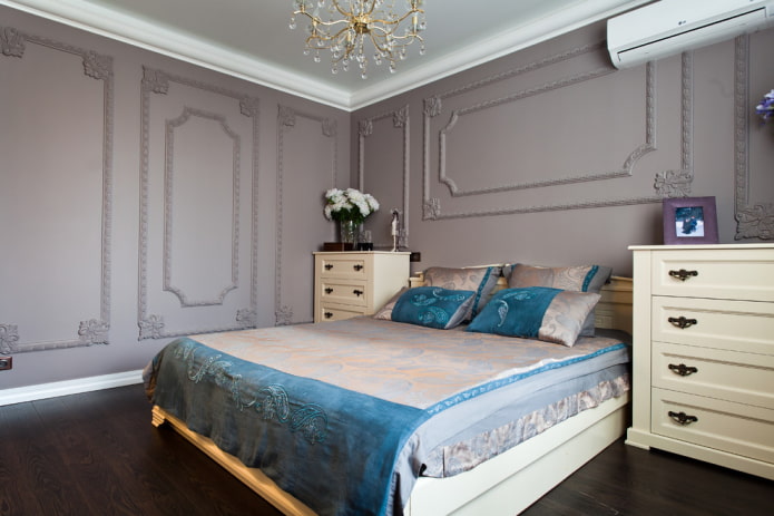 sivý dizajn interiéru spálne
