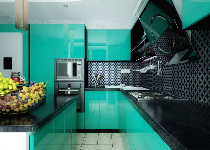 hightech turquoise keuken