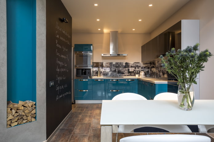 giấy dán tường trong nhà bếp màu xanh ngọc