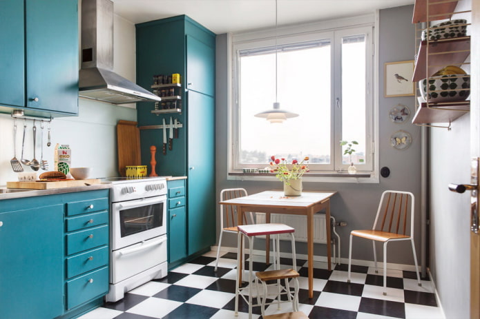 Scandinavische stijl turquoise keuken