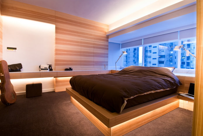 thiết kế giường trên bục trong nội thất