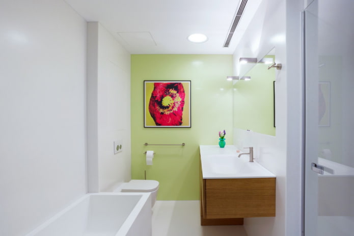 декор и осветление в банята в стила на минимализма