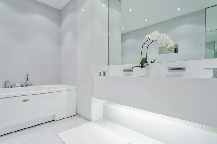 thiết kế màu sắc của phòng tắm theo phong cách tối giản