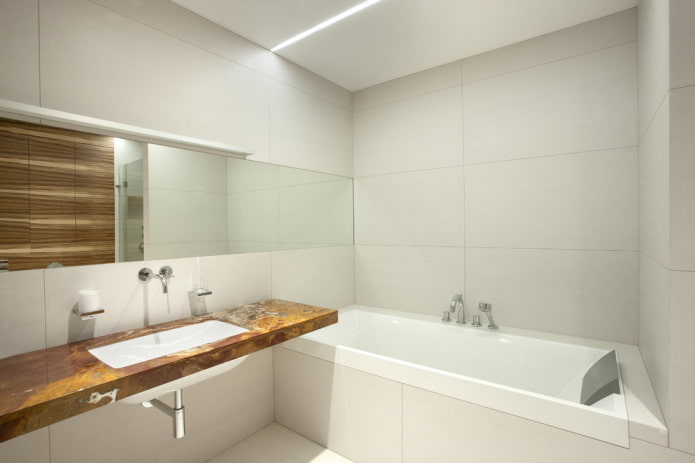 instalații sanitare în baie în stilul minimalismului
