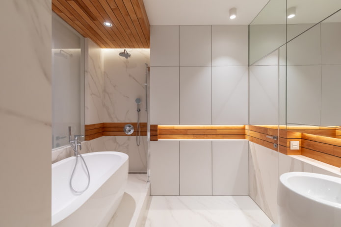 minimalizmo stiliaus vonios kambarys
