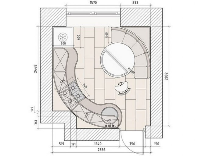 10 kvadratų ploto virtuvės išplanavimas