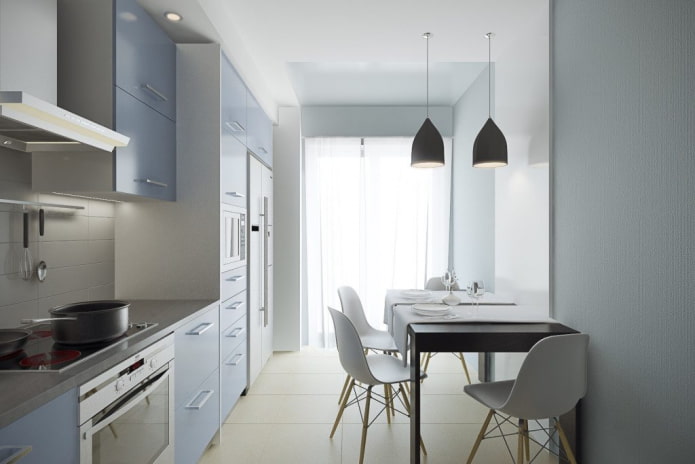 nhà bếp 10 mét vuông theo phong cách tối giản
