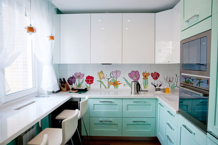 interior design di una cucina con una superficie di 5 mq