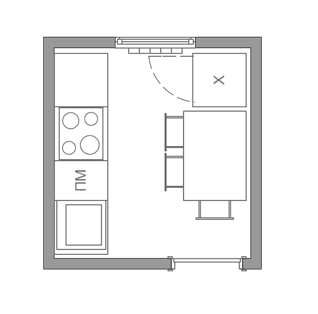 dispozice kuchyně o ploše 5 m2