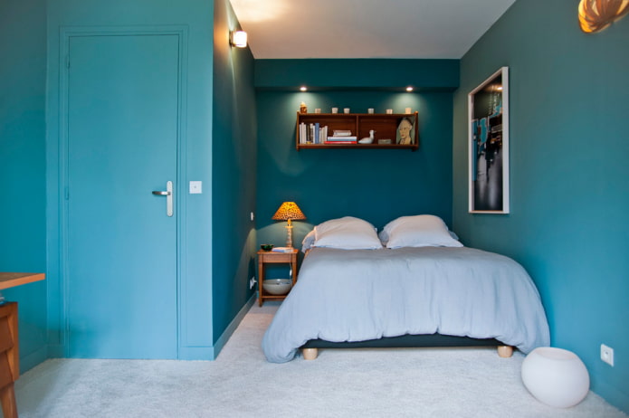 hoàn thiện phòng ngủ màu xanh ngọc