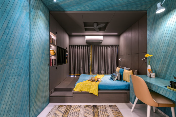 interno turchese marrone camera da letto