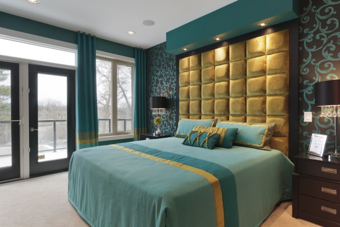 interieur turquoise bruine slaapkamer