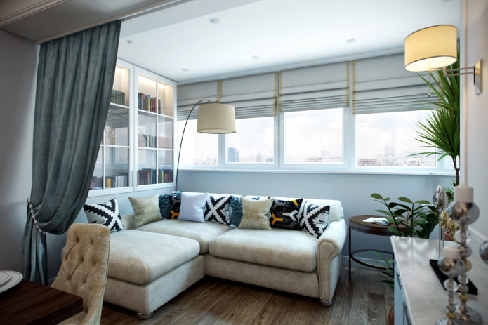 obývacia izba spojená s balkónom