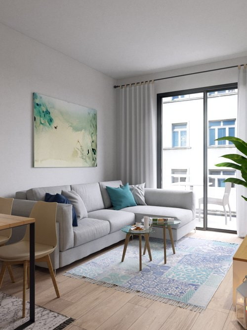 sivá priestranná obývacia izba