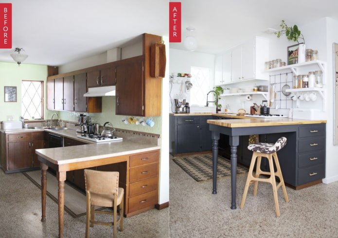 Kuchyně před a po